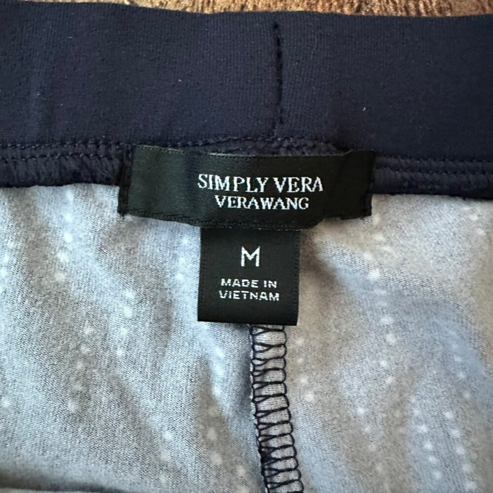 Simply Vera Vera Wang Womens Medium Pajama Pants Navy With White Dots - Picture 5 of 7